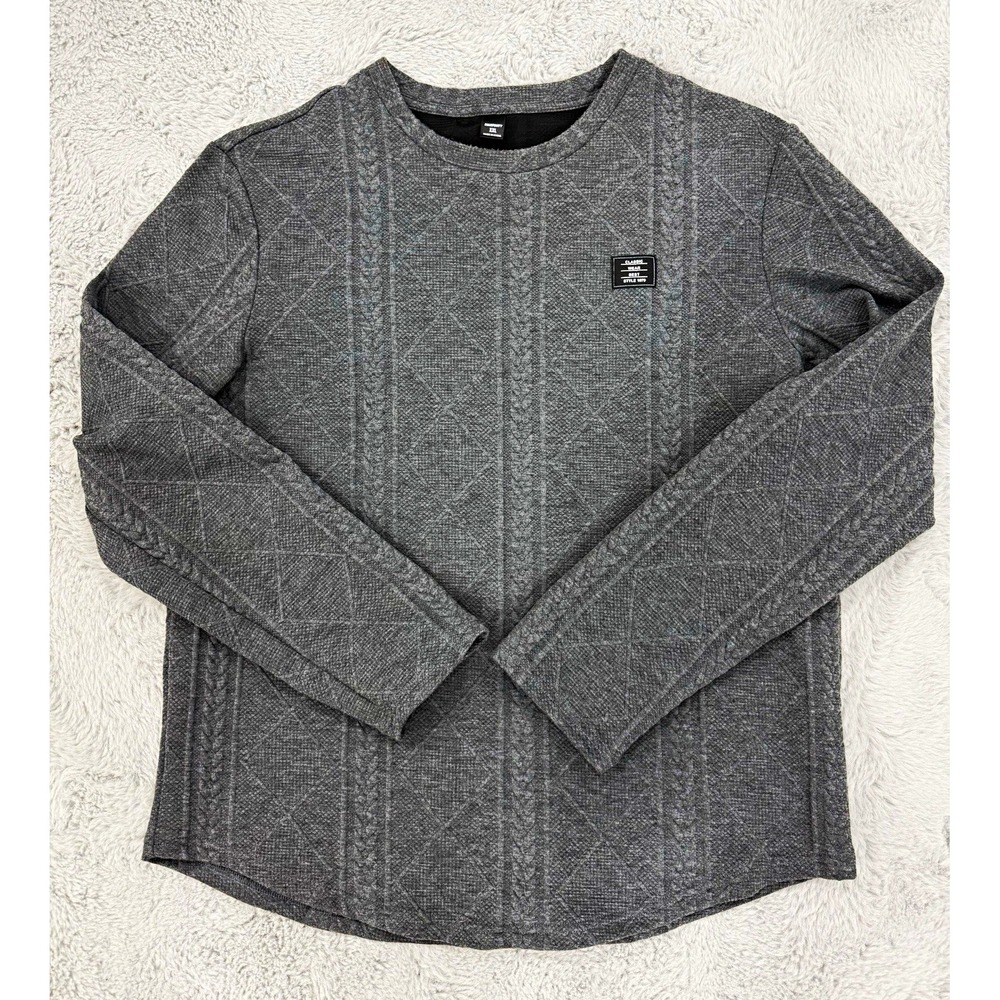 Manfinity Men's Gray Cable-Knit Crew Neck Pullover Sweater XXL Regular